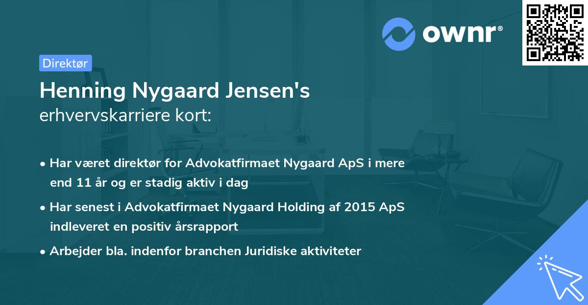 Henning Nygaard Jensen's erhvervskarriere kort
