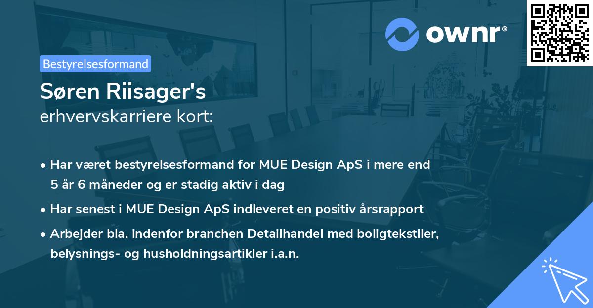 Søren Riisager's erhvervskarriere kort
