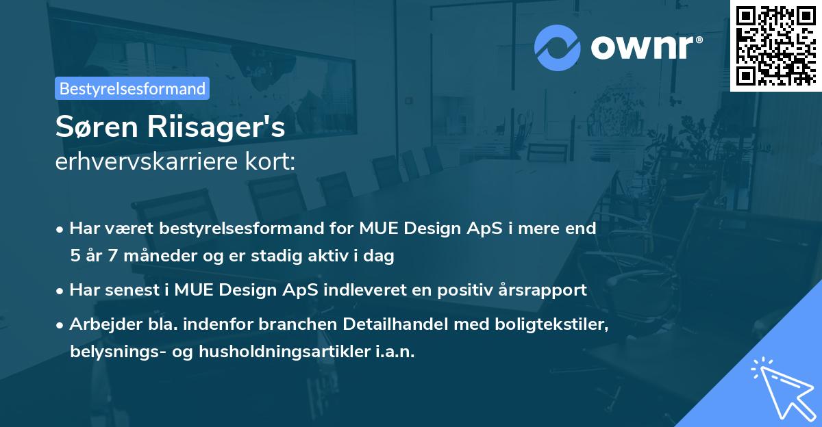 Søren Riisager's erhvervskarriere kort