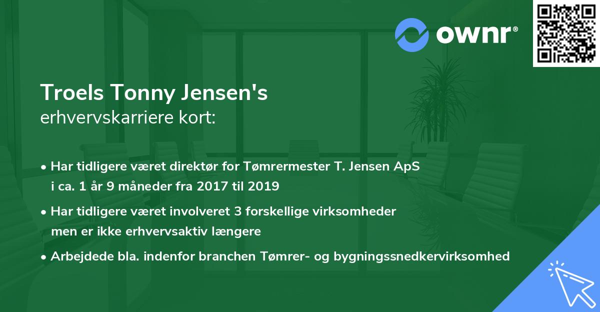 Troels Tonny Jensen's erhvervskarriere kort