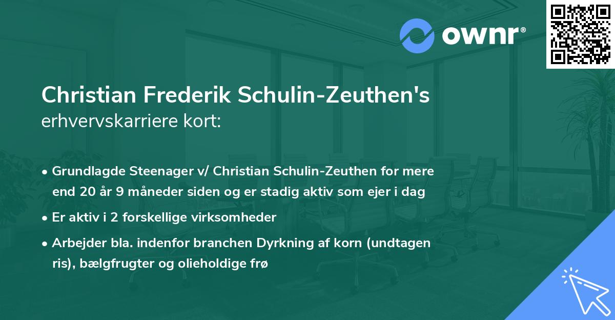 Christian Frederik Schulin-Zeuthen's erhvervskarriere kort