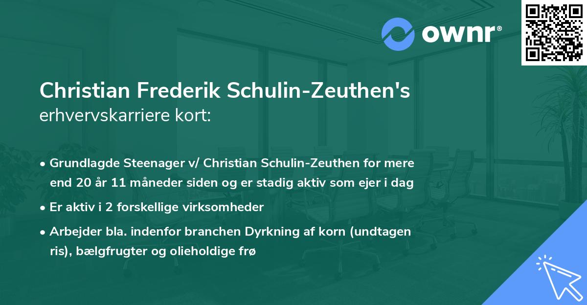 Christian Frederik Schulin-Zeuthen's erhvervskarriere kort