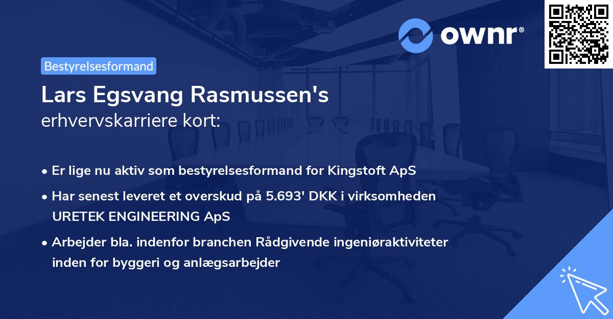 Lars Egsvang Rasmussen's erhvervskarriere kort