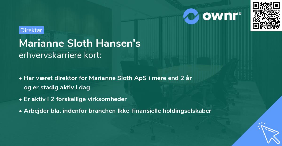 Marianne Sloth Hansen's erhvervskarriere kort