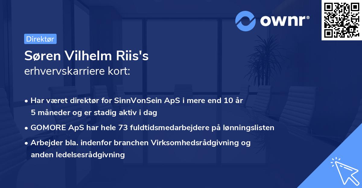 Søren Vilhelm Riis's erhvervskarriere kort