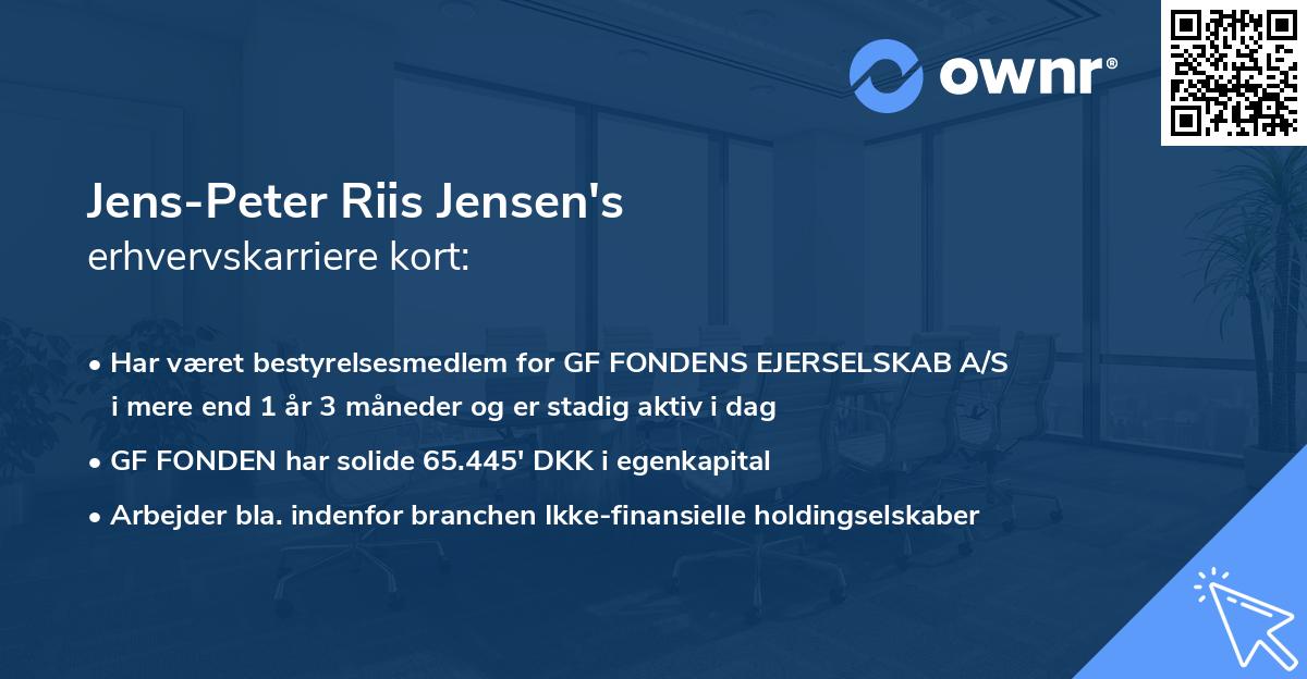 Jens-Peter Riis Jensen's erhvervskarriere kort