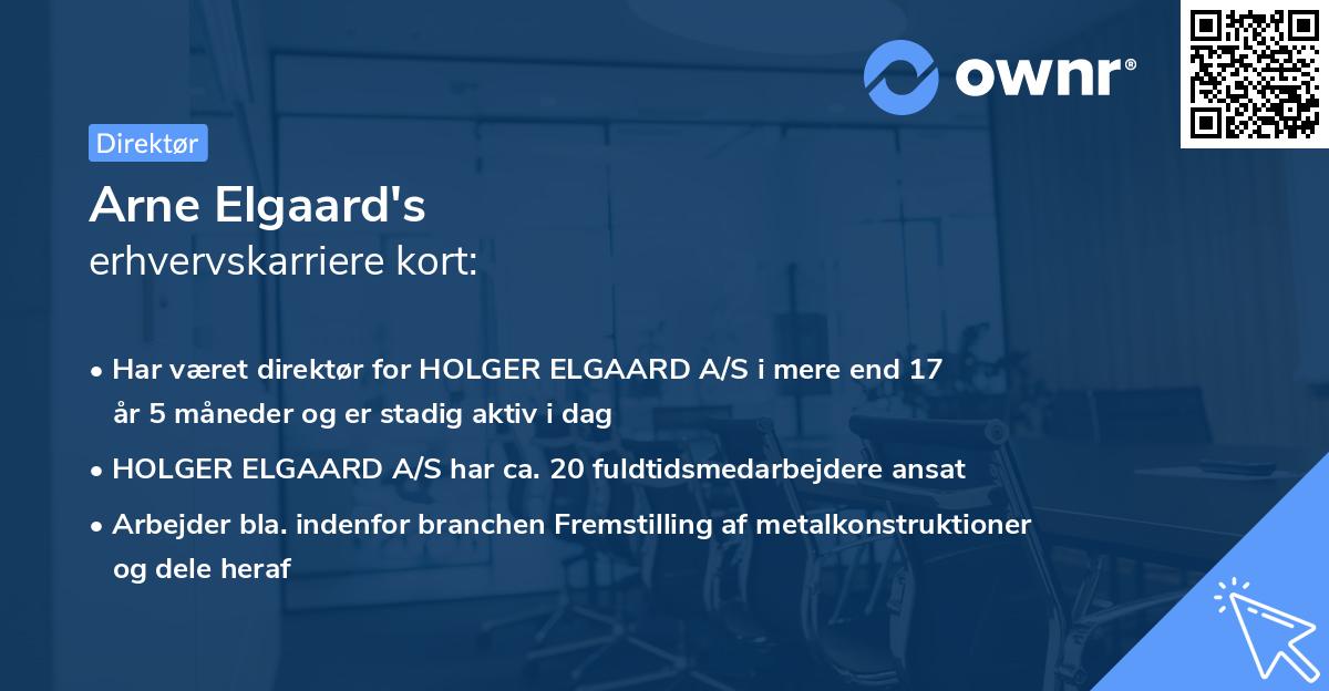 Arne Elgaard's erhvervskarriere kort