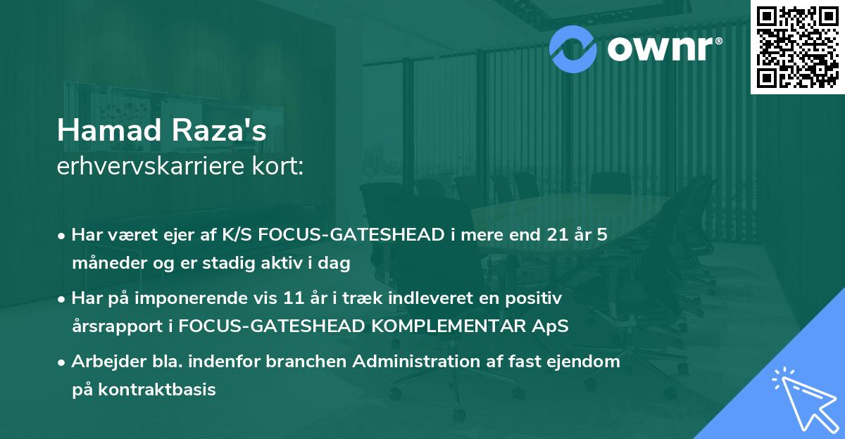 Hamad Raza's erhvervskarriere kort