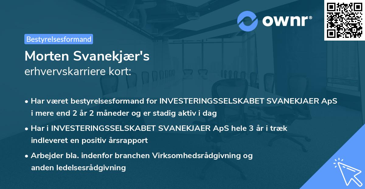 Morten Svanekjær's erhvervskarriere kort