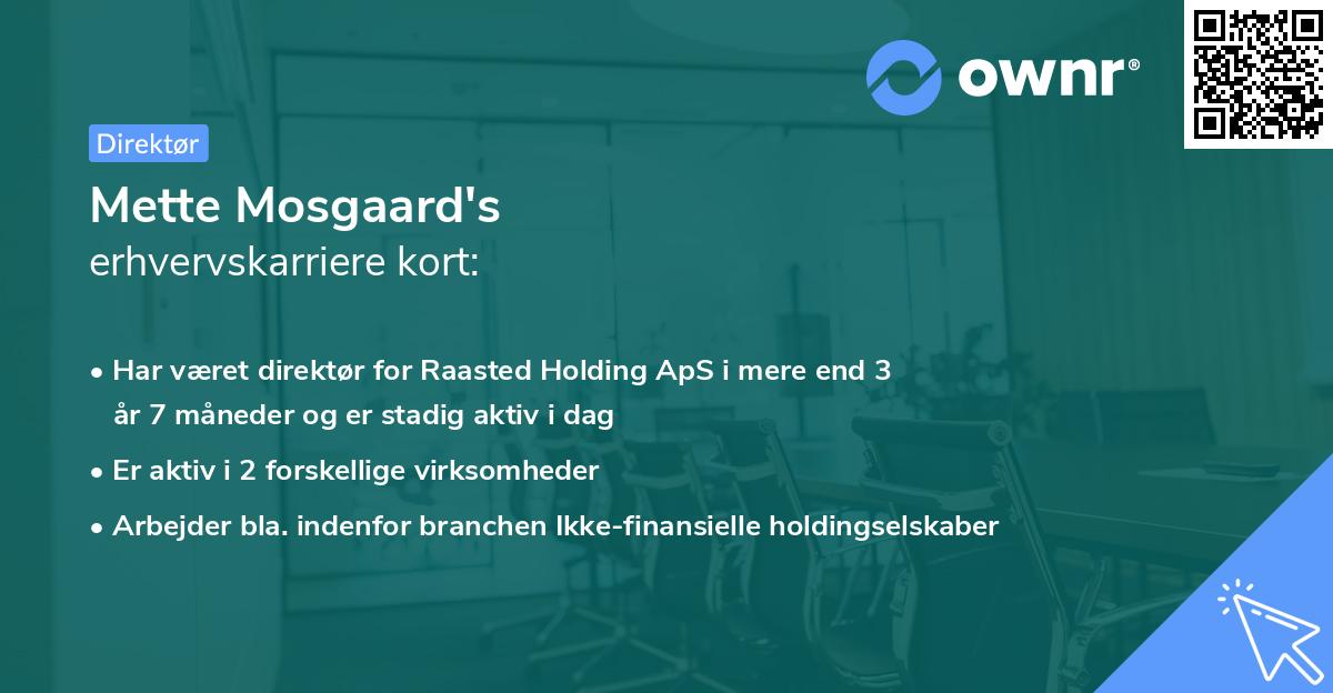 Mette Mosgaard's erhvervskarriere kort