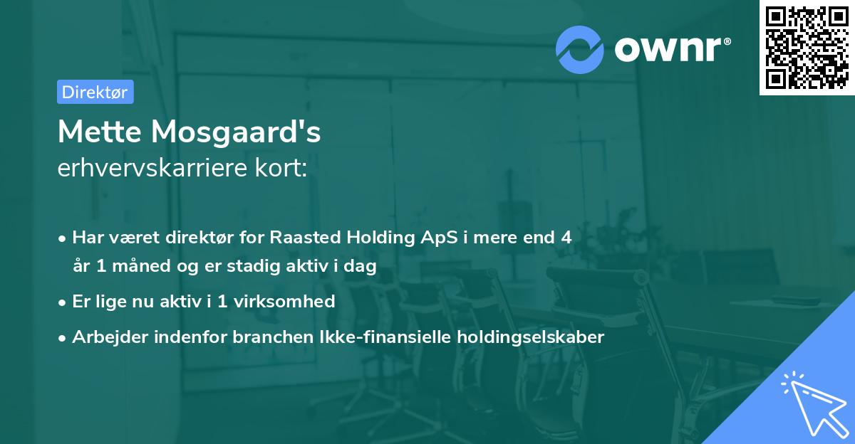 Mette Mosgaard's erhvervskarriere kort