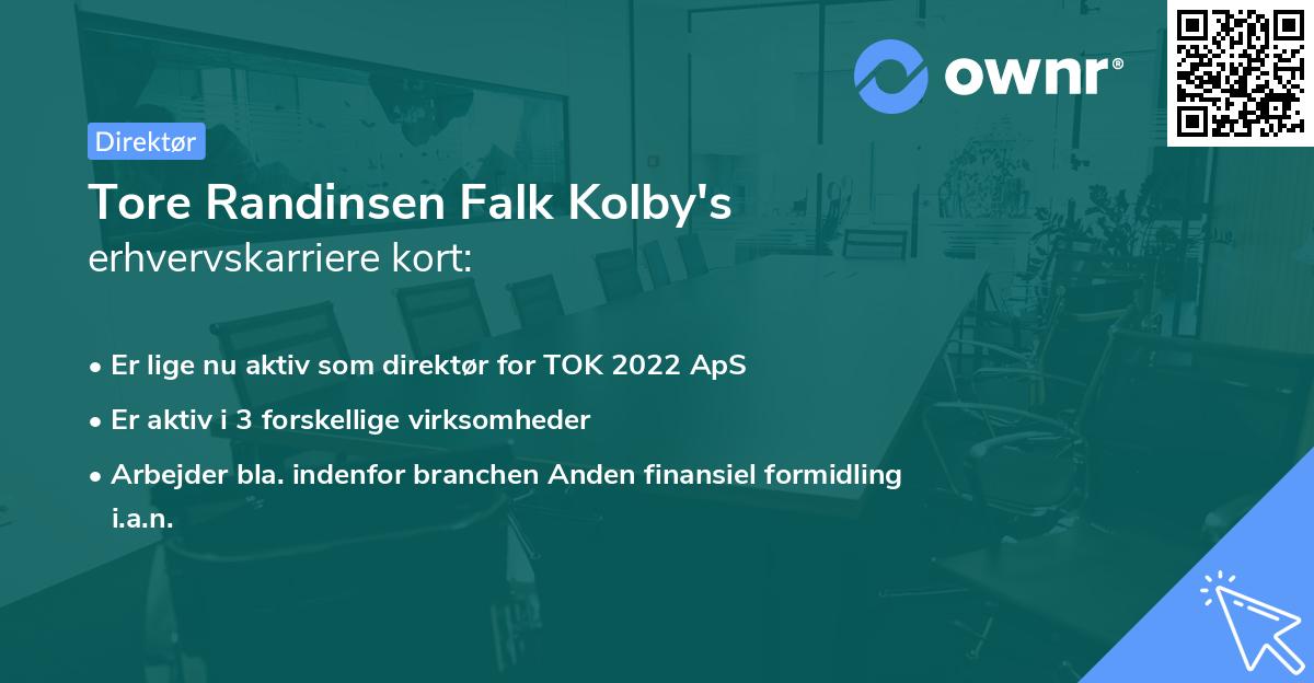 Tore Randinsen Falk Kolby's erhvervskarriere kort
