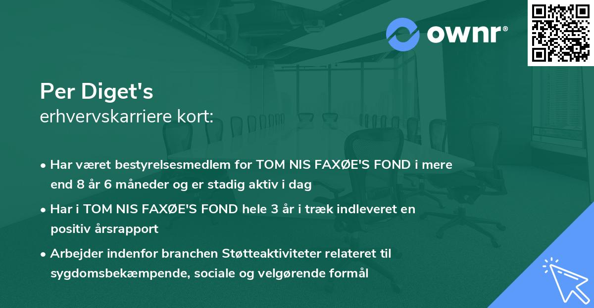 Per Diget's erhvervskarriere kort