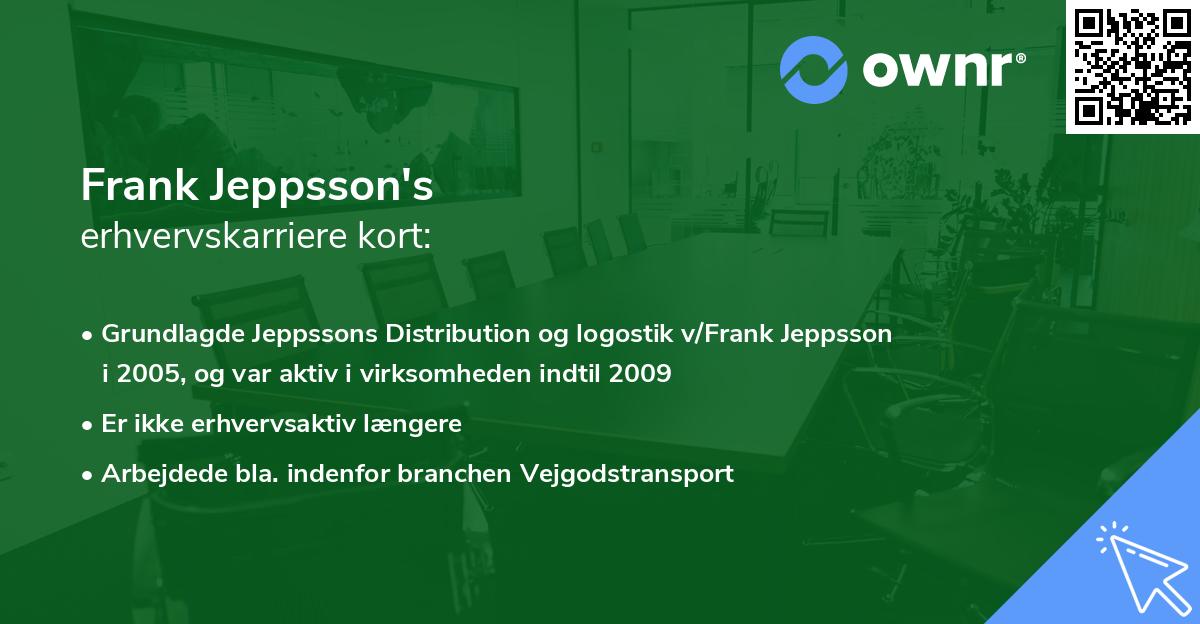 Frank Jeppsson's erhvervskarriere kort