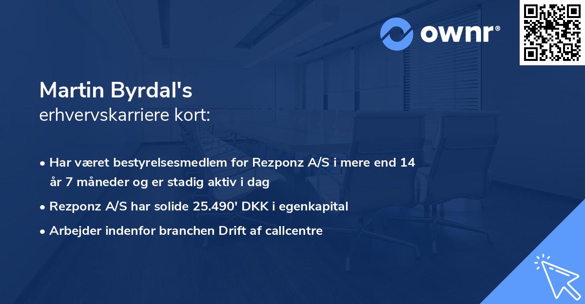 Martin Byrdal's erhvervskarriere kort