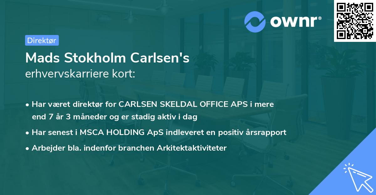 Mads Stokholm Carlsen's erhvervskarriere kort