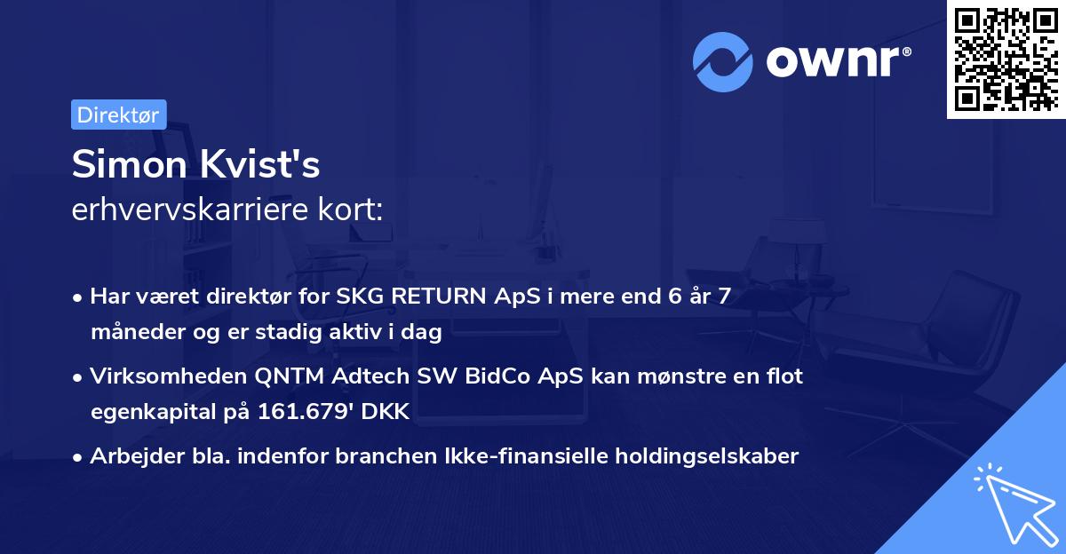 Simon Kvist's erhvervskarriere kort