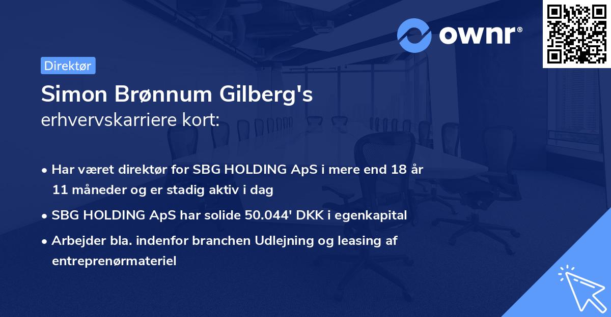 Simon Brønnum Gilberg's erhvervskarriere kort