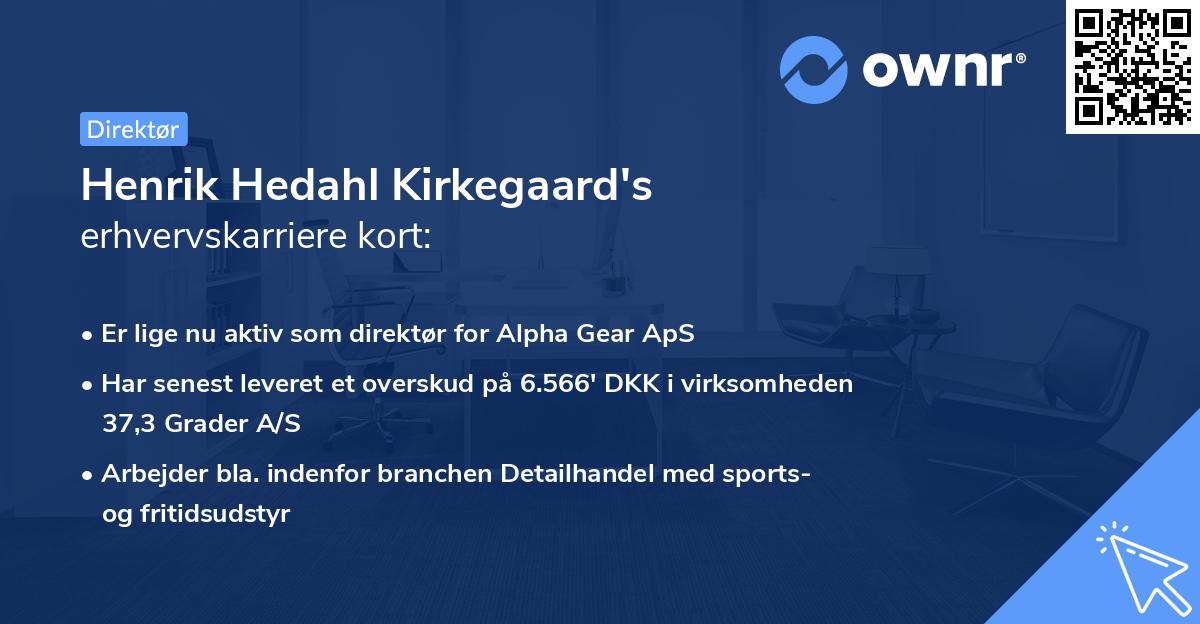 Henrik Hedahl Kirkegaard's erhvervskarriere kort