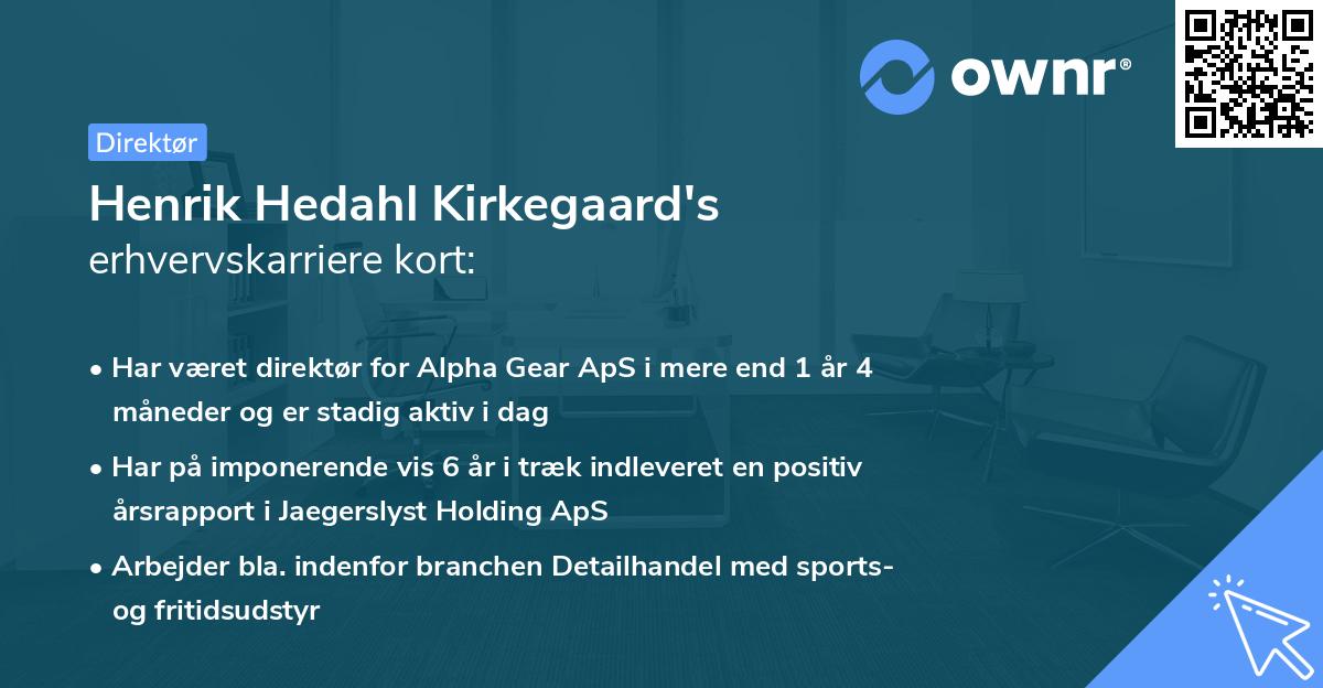 Henrik Hedahl Kirkegaard's erhvervskarriere kort