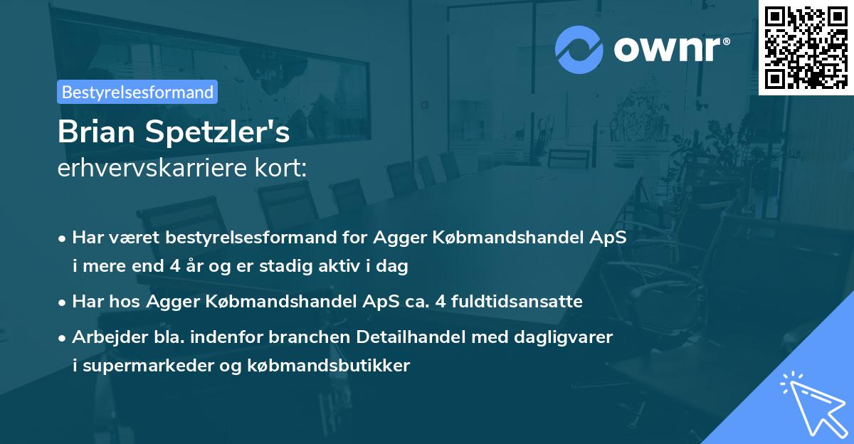 Brian Spetzler's erhvervskarriere kort