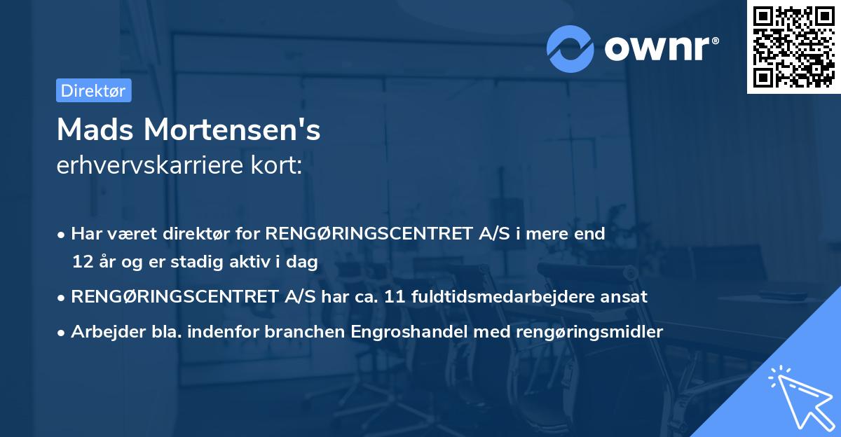 Mads Mortensen's erhvervskarriere kort