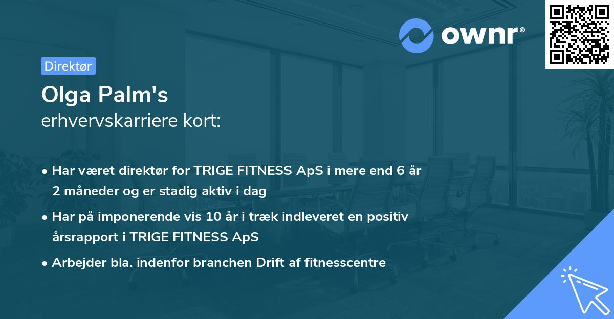 Olga Palm's erhvervskarriere kort