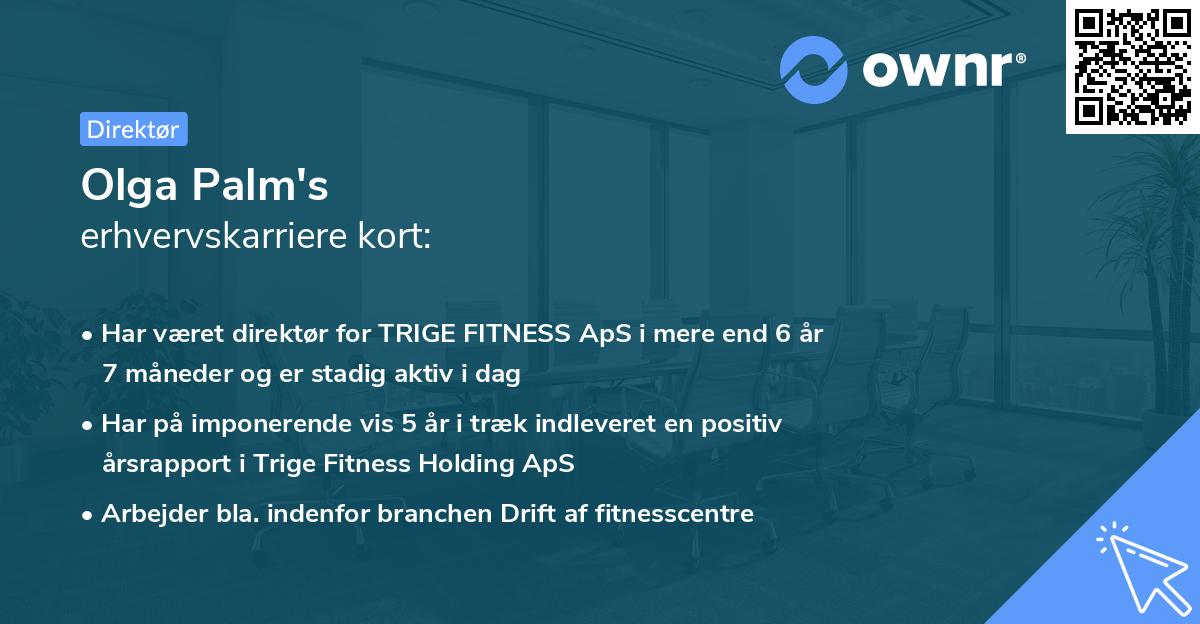Olga Palm's erhvervskarriere kort