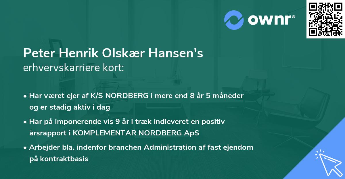Peter Henrik Olskær Hansen's erhvervskarriere kort