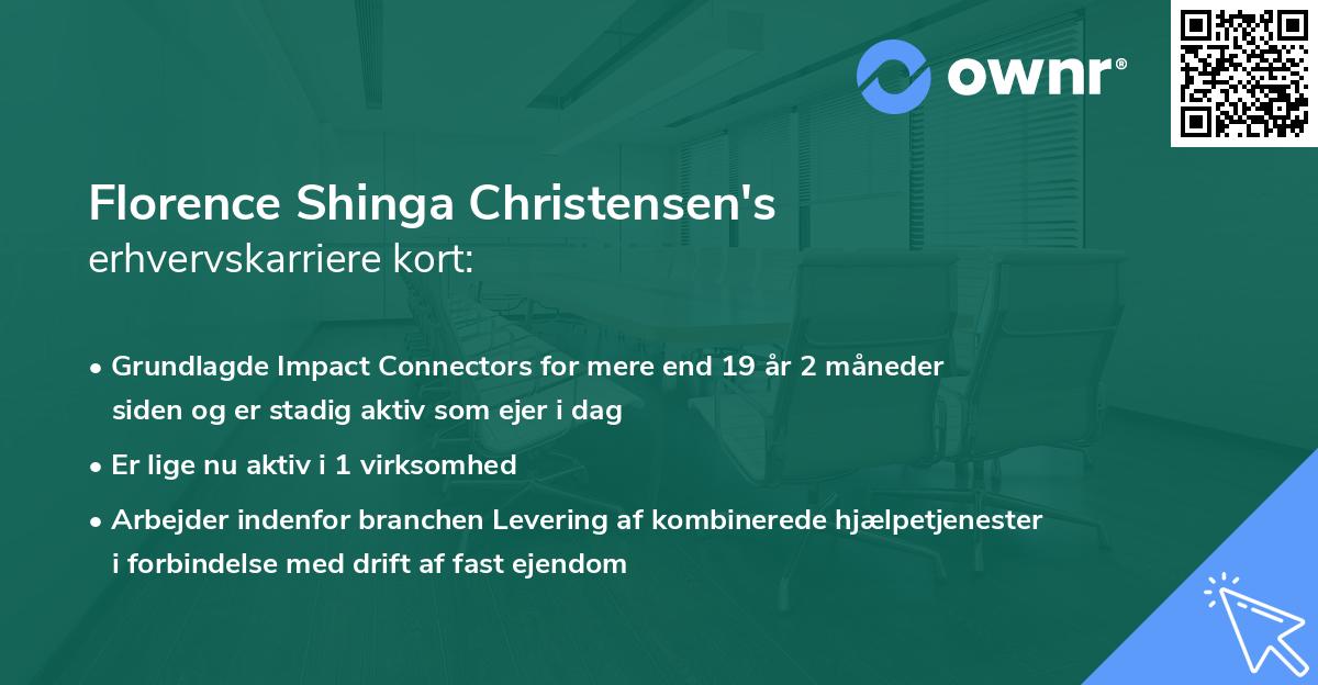 Florence Shinga Christensen's erhvervskarriere kort