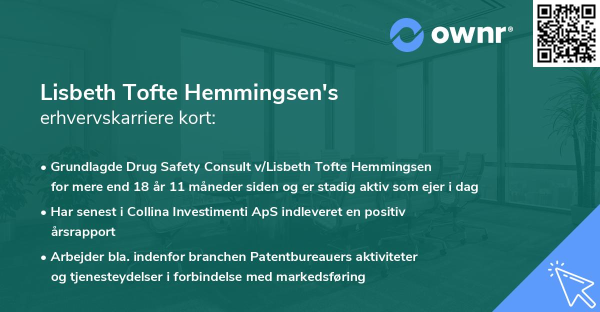 Lisbeth Tofte Hemmingsen's erhvervskarriere kort