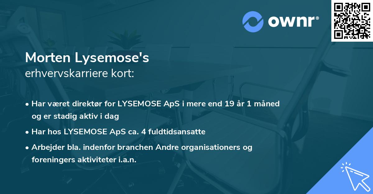 Morten Lysemose's erhvervskarriere kort