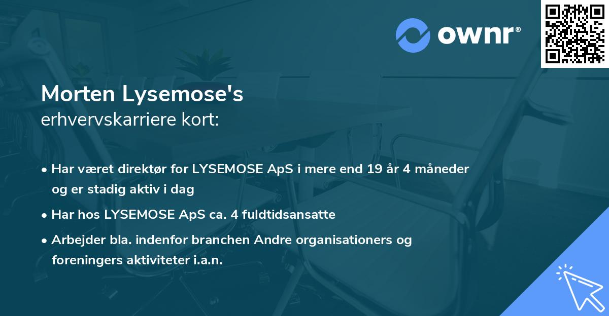 Morten Lysemose's erhvervskarriere kort