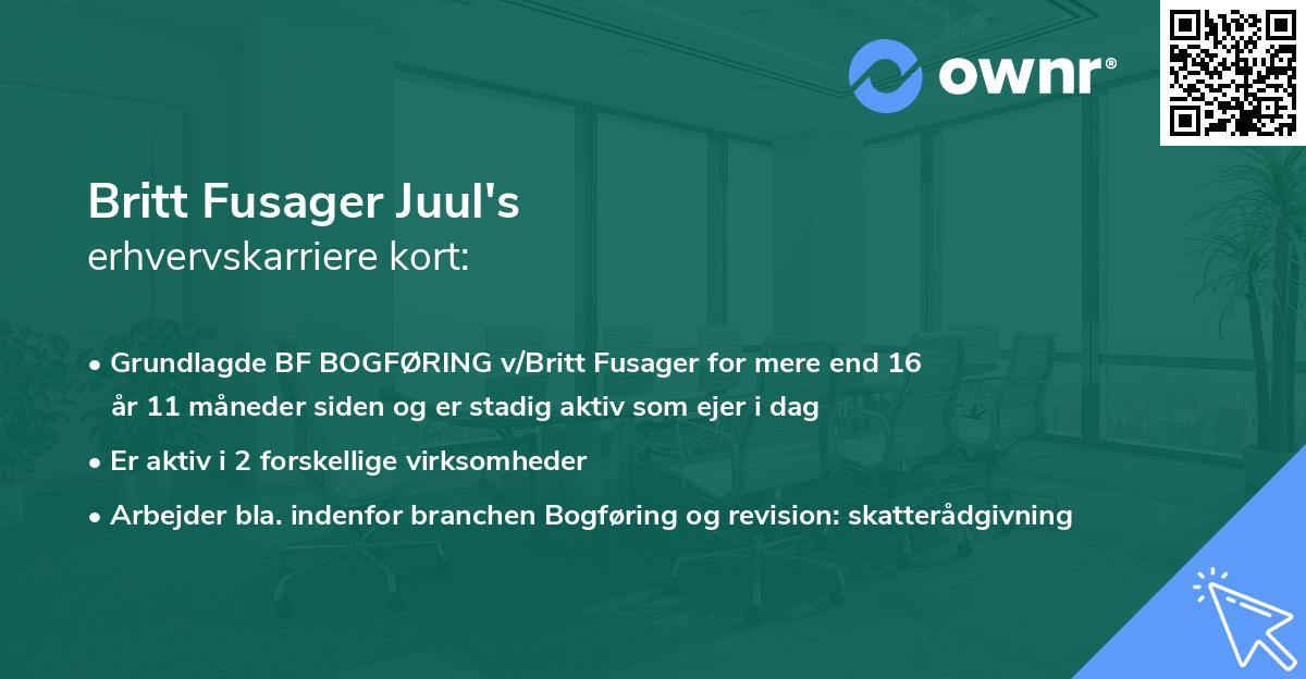 Britt Fusager Juul's erhvervskarriere kort