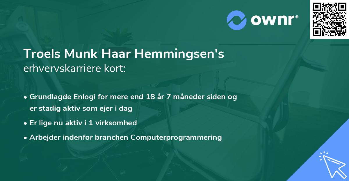 Troels Munk Haar Hemmingsen's erhvervskarriere kort