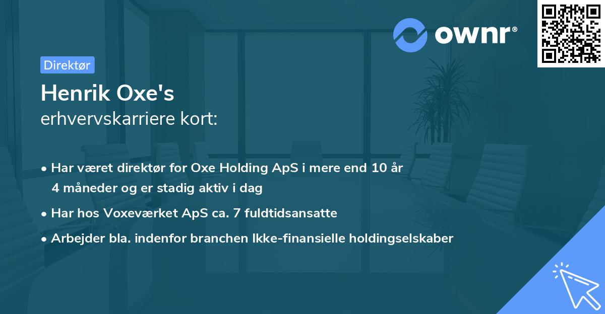 Henrik Oxe's erhvervskarriere kort