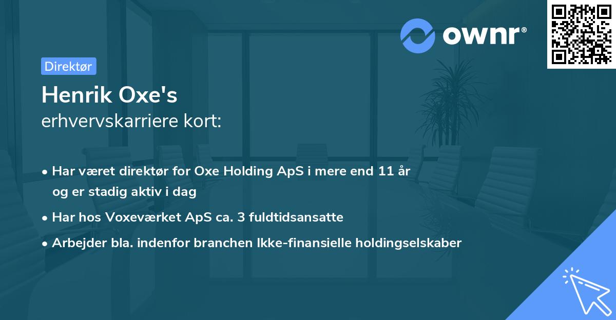 Henrik Oxe's erhvervskarriere kort