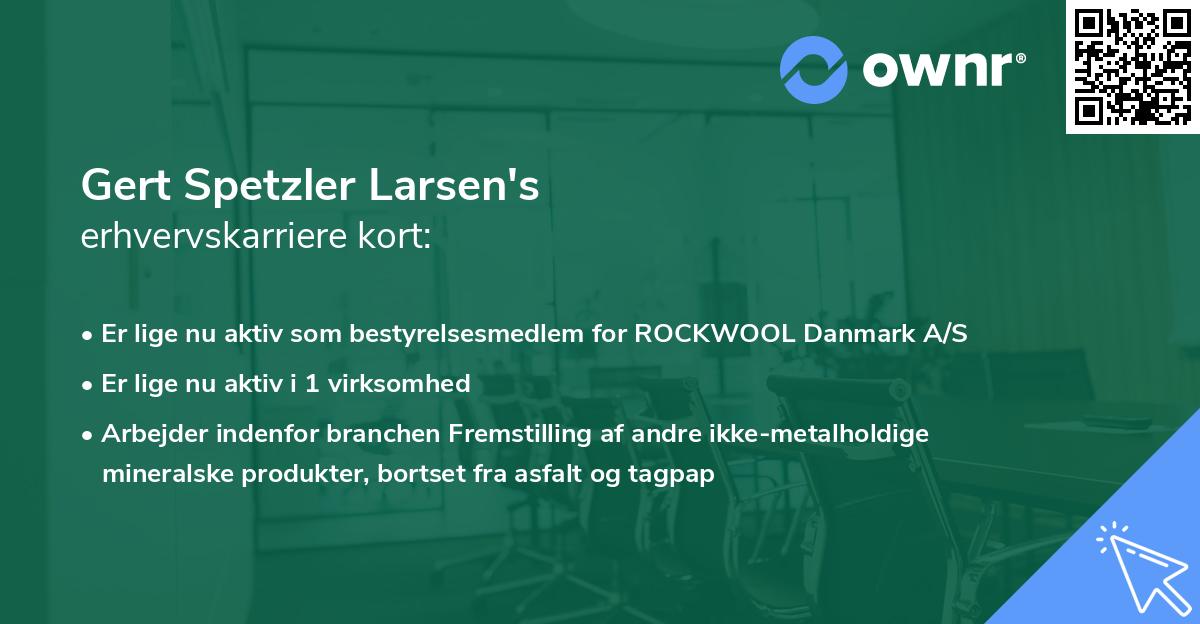 Gert Spetzler Larsen's erhvervskarriere kort