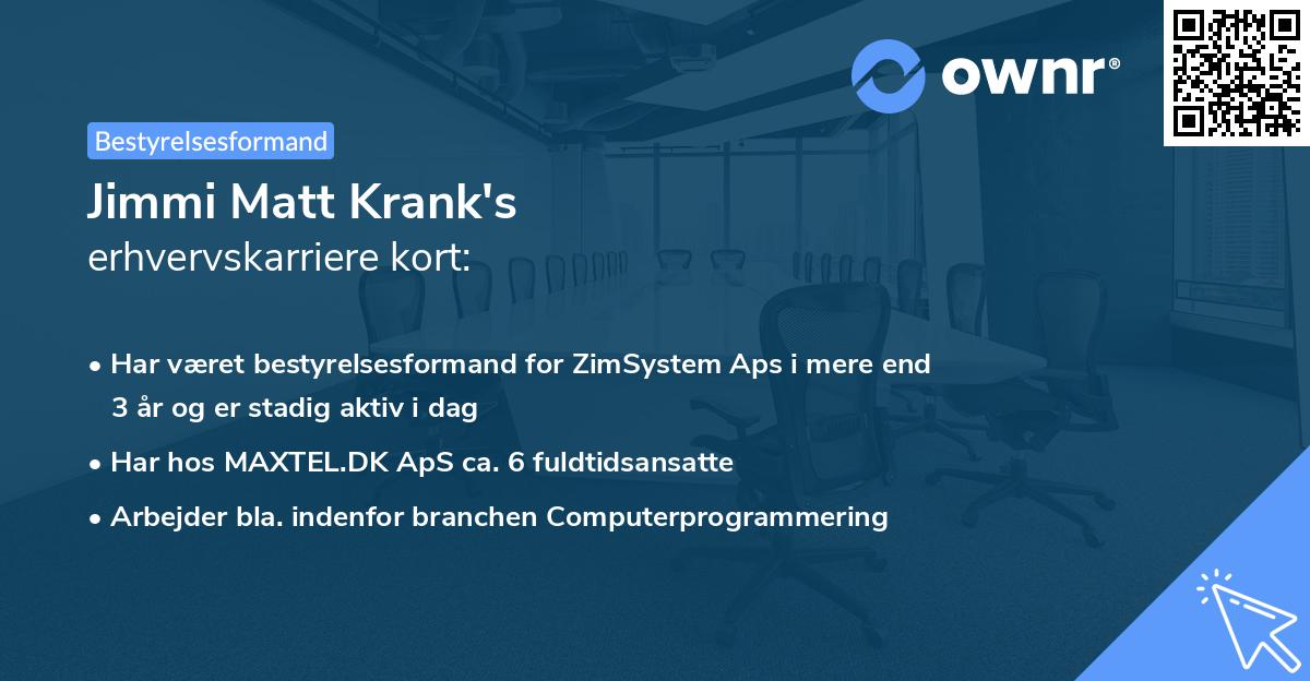 Jimmi Matt Krank's erhvervskarriere kort