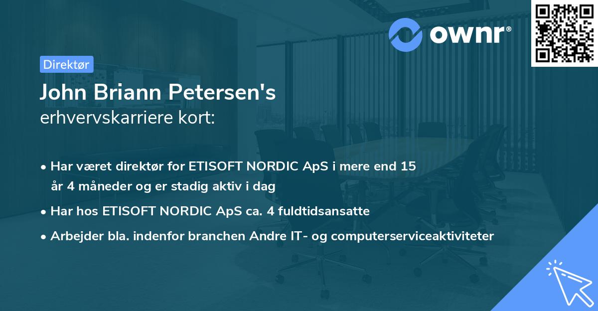 John Briann Petersen's erhvervskarriere kort