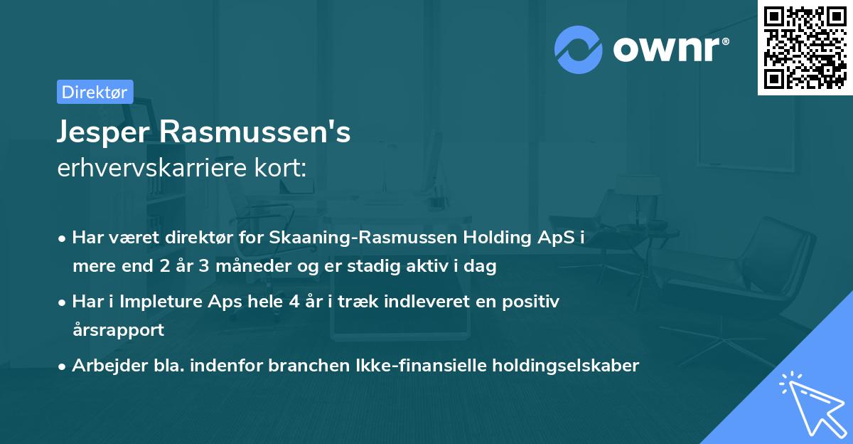 Jesper Rasmussen's erhvervskarriere kort