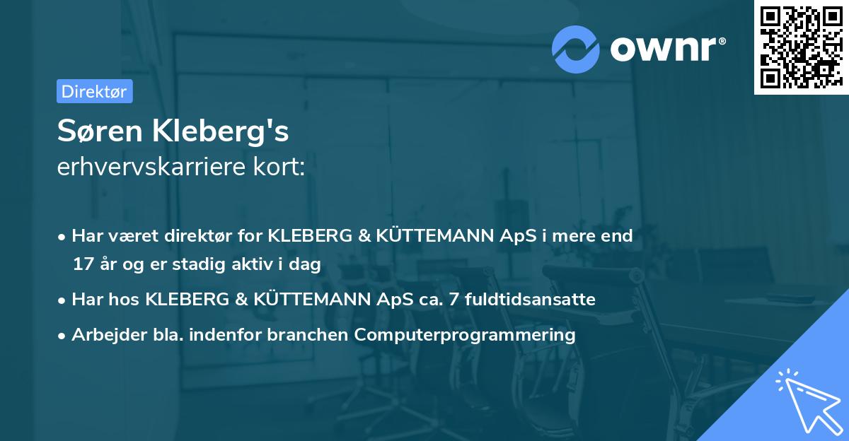 Søren Kleberg's erhvervskarriere kort