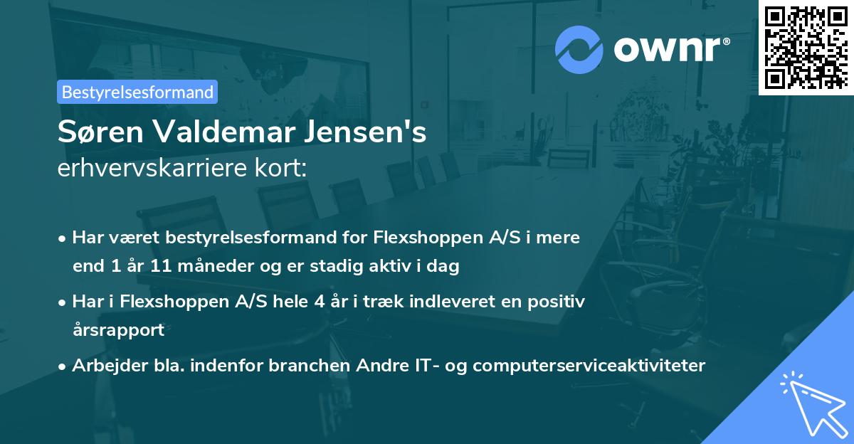 Søren Valdemar Jensen's erhvervskarriere kort