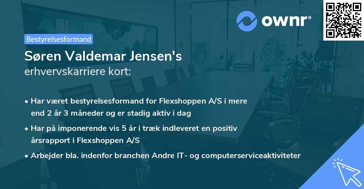 Søren Valdemar Jensen's erhvervskarriere kort