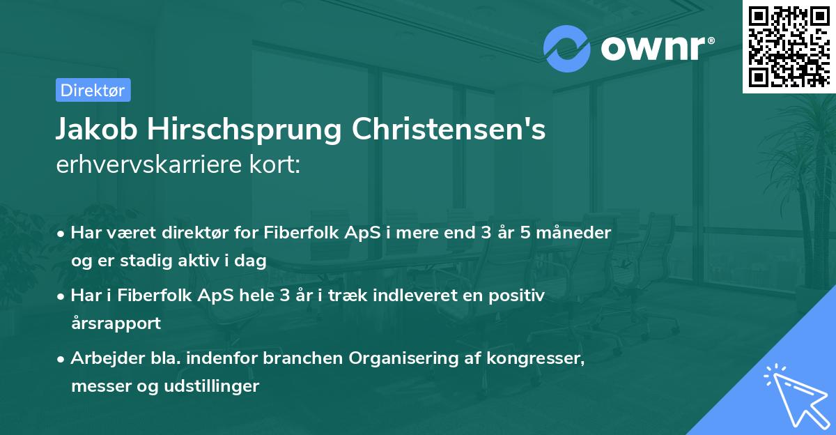 Jakob Hirschsprung Christensen's erhvervskarriere kort