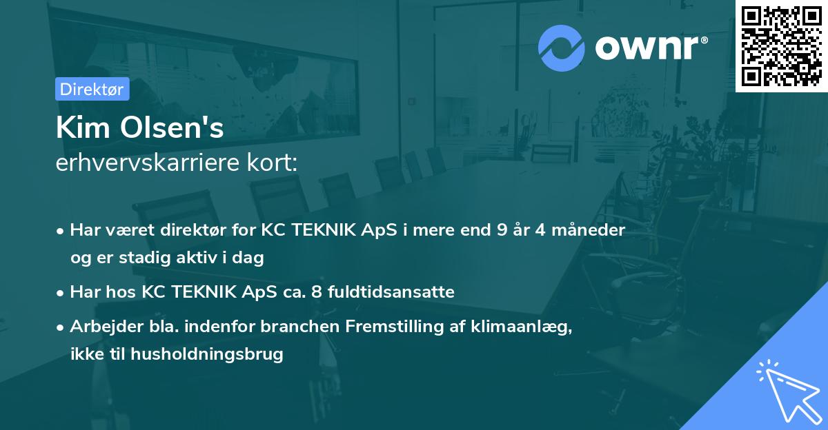 Kim Olsen's erhvervskarriere kort