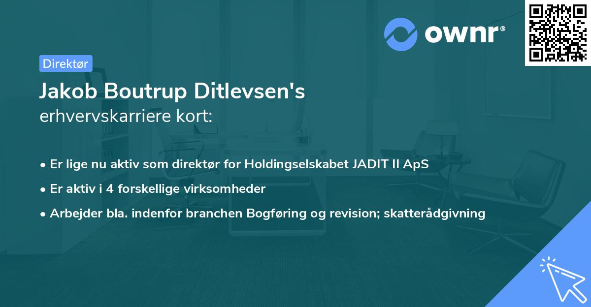 Jakob Boutrup Ditlevsen's erhvervskarriere kort