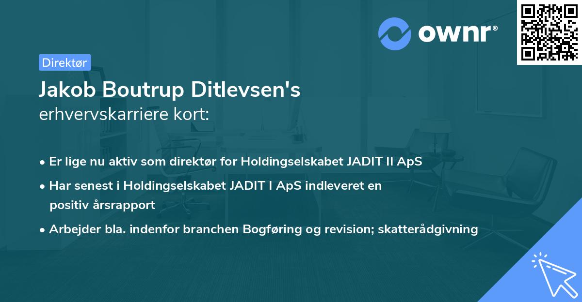 Jakob Boutrup Ditlevsen's erhvervskarriere kort