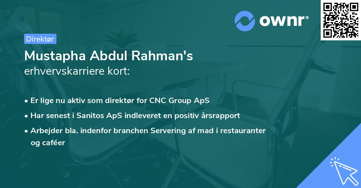 Mustapha Abdul Rahman's erhvervskarriere kort