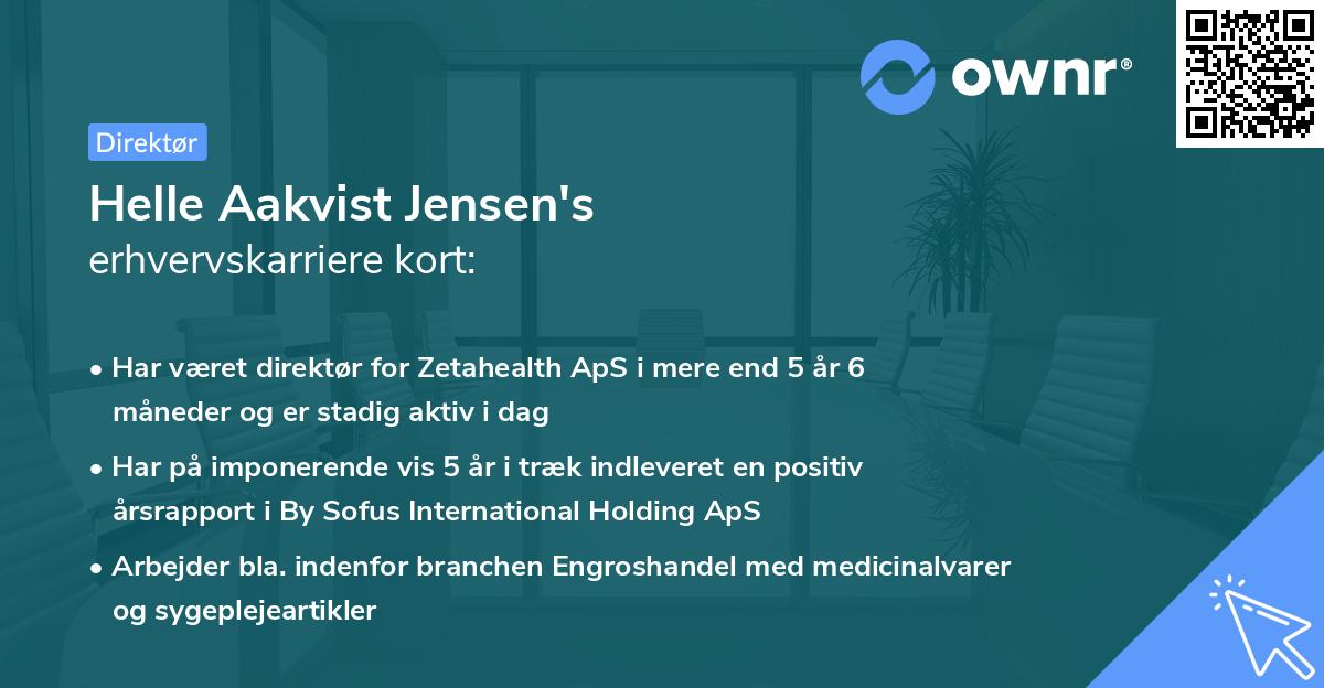 Helle Aakvist Jensen's erhvervskarriere kort